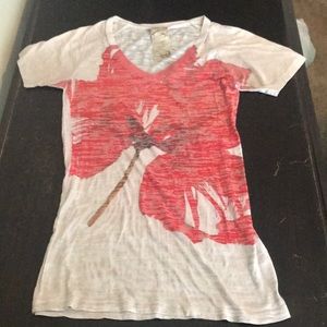 Women’s Sheer V Neck with Rose Design Size M